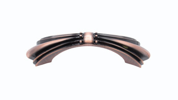 Buck Snort Lodge, Beaded Elegance, Dual Mount 3" and 3 3/4" (96mm) Curved Pull, Satin Copper Oxidized