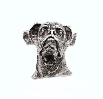Buck Snort Lodge, Dogs, Boxer Knob, Pewter Oxidized