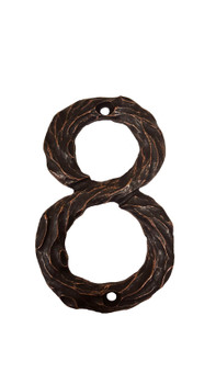 Buck Snort Lodge, House Numbers, 8, 4.25" Log House Number, Oil Rubbed Bronze