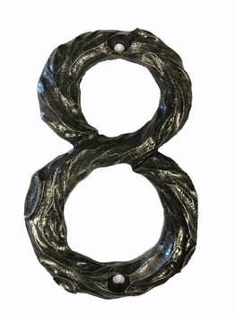 Buck Snort Lodge, House Numbers, 8, 4.25" Log House Number, Pewter Oxidized