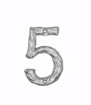 Buck Snort Lodge, House Numbers, 5, 4.38" Log House Number, Nickel