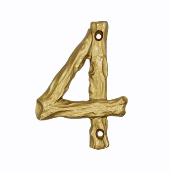 Buck Snort Lodge, House Numbers, 4, 4.25" Log House Number, Lux Gold