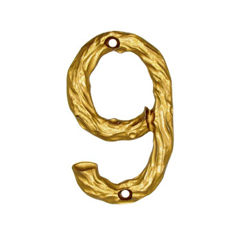 Buck Snort Lodge, House Numbers, 9, 4.25" Log House Number, Lux Gold