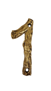 Buck Snort Lodge, House Numbers, 1, 4.25" Log House Number, Brass Oxidized