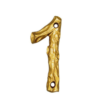 Buck Snort Lodge, House Numbers, 1, 4.25" Log House Number, Lux Gold
