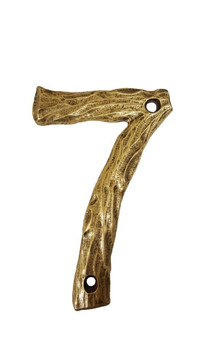 Buck Snort Lodge, House Numbers, 7, 4.5" Log House Number, Brass Oxidized