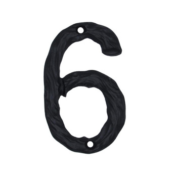 Buck Snort Lodge, House Numbers, 6, 4.25" Log House Number, Matte Black