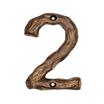 Buck Snort Lodge, House Numbers, 2, 4.38" Log House Number, Lux Bronze