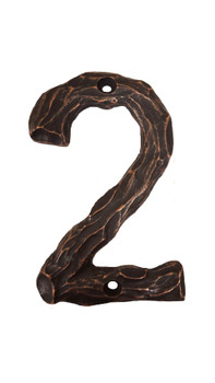 Buck Snort Lodge, House Numbers, 2, 4.38" Log House Number, Oil Rubbed Bronze