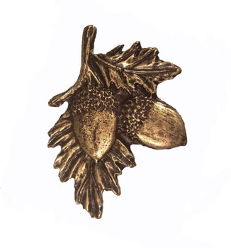 Buck Snort Lodge, Leaves and Trees, Acorns on Branch Knob, Brass Oxidized