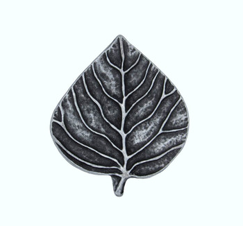 Buck Snort Lodge, Leaves and Trees, Aspen Leaf Knob, Pewter Oxidized