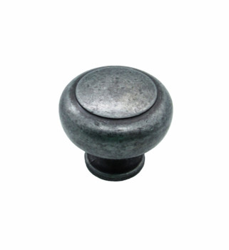 Buck Snort Lodge, Traditional and Modern, Large Smooth Raised Round Knob, Pewter Oxidized