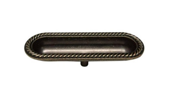 Buck Snort Lodge, Traditional and Modern, Oval Recessed Rope Edge Pull Knob, Brass Oxidized