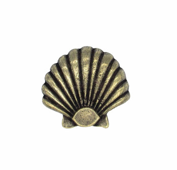 Buck Snort Lodge, Tropical and Coastal, Large Seashell Knob, Brass Oxidized