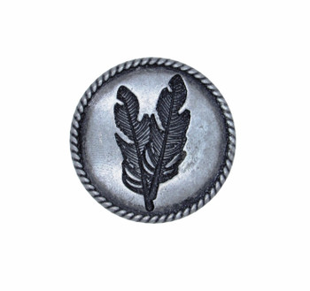 Buck Snort Lodge, Western, Double Feather Round Knob, Pewter Oxidized