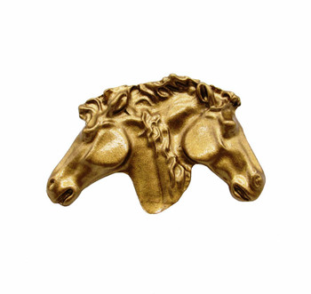 Buck Snort Lodge, Western, Dual Horse Heads Knob, Lux Gold