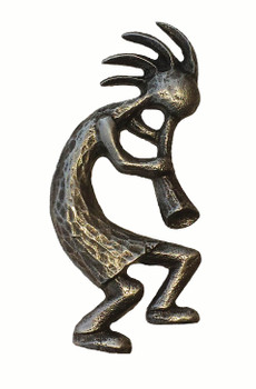 Buck Snort Lodge, Western, Kokopelli Facing Right Knob, Pewter Oxidized