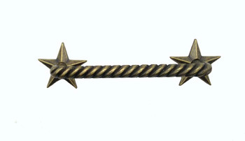 Buck Snort Lodge, Western, 3 1/2" Rope with Stars Pull, Brass Oxidized