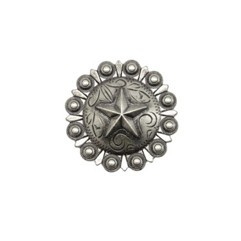 Buck Snort Lodge, Western, Star Conch Round Knob, Nickel Oxidized