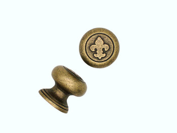 Buck Snort Lodge, Whimsical, Fleur De Lis Round Knob, Brass Oxidized