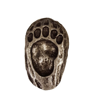 Buck Snort Lodge, Wildlife, Single Bear Track Facing Right Knob, Pewter Oxidized