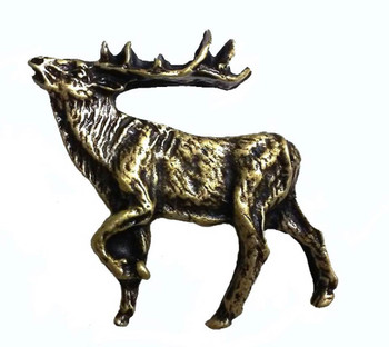 Buck Snort Lodge, Wildlife, Walking Elk Facing Left Knob, Brass Oxidized