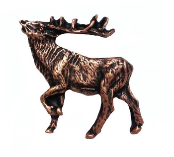 Buck Snort Lodge, Wildlife, Walking Elk Facing Left Knob, Copper Oxidized