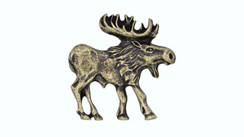Buck Snort Lodge, Wildlife, Walking Moose Facing Right Knob, Brass Oxidized