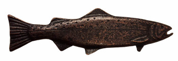Buck Snort Lodge, Fish, Long Trout Facing Right, 2 15/16" Pull, Oil Rubbed Bronze