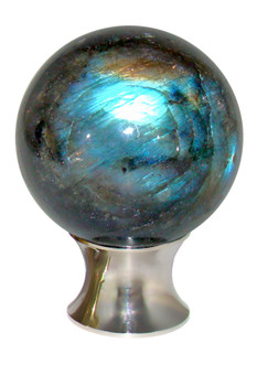 Gemstone Hardware, Labradorite Gemstone, 35mm Cabinet Knob, Polished Nickel