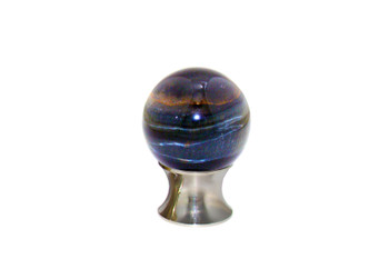 Gemstone Hardware, Tiger Eye Blue Gemstone, 35mm Cabinet Knob, Polished Nickel