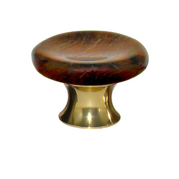 Gemstone Hardware, Worry Stone, Tiger Eye Knob, Polished Brass - alt view