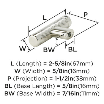 Amerock, Bronx, 1 3/4" Pull Knob, Polished Nickel - technical