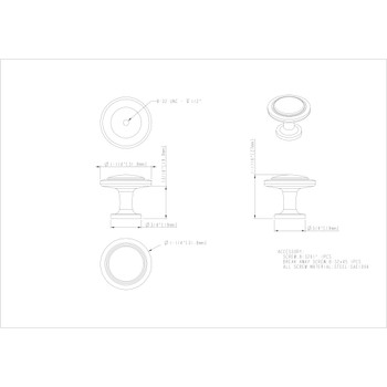 Elements, Gatsby, 1 1/4" Round Knob, Gunmetal - technical