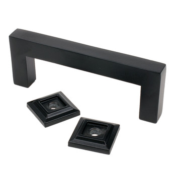 Rusticware, 3" Square End Pull, Black - can be installed with or without the included feet Rusticware, 3" Square End Pull, Black - can be installed with or without the included feet