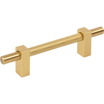 Jeffrey Alexander, Larkin 3, 3 3/4" (96mm) Bar Pull with Knurled Center, Brushed Gold