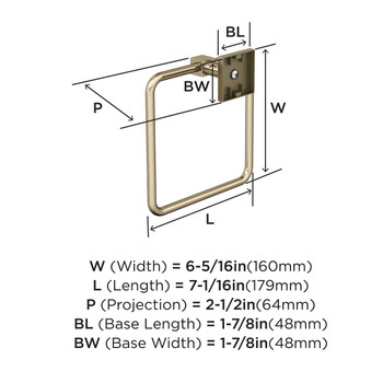 Amerock, Appoint, Towel Ring, Golden Champagne - technical