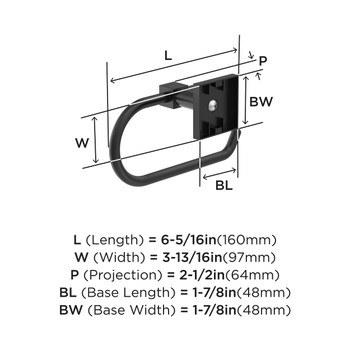 Amerock, Appoint, Single Post Tissue Holder, Matte Black - technical