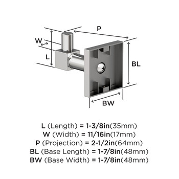 Amerock, Appoint, Single Prong Hook, Polished Chrome - technical