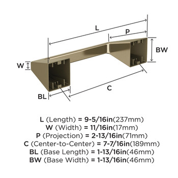 Amerock, Blackrock, Pivoting Double Post Tissue Holder, Golden Champagne - technical