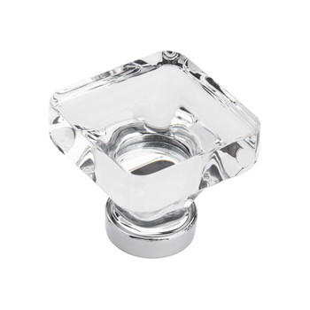 Amerock, Glacio, 1 3/8" (35mm) Square Knob, Clear with Polished Chrome