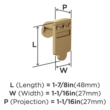 Amerock, Everyday Basics, Inspirations, Finger Pull, Champagne Bronze - technical