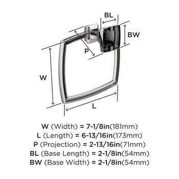 Amerock, Revitalize, Towel Ring, Polished Chrome - technical