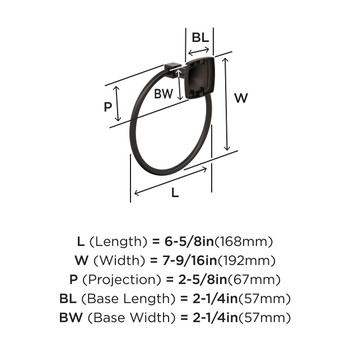 Amerock, Stature, Towel Ring, Oil Rubbed Bronze - technical