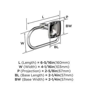 Amerock, Stature, Single Post Tissue Holder, Polished Chrome - technical