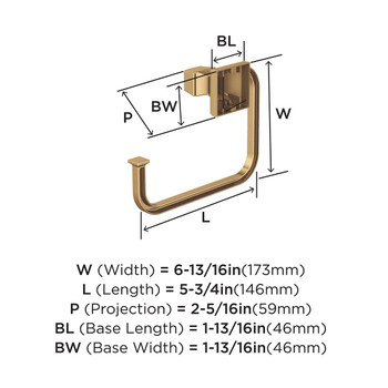 Amerock, Mulholland, Towel Ring, Champagne Bronze - technical