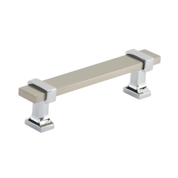 Amerock, Overton, 3 3/4" (96mm) Bar Pull, Satin Nickel with Polished Chrome