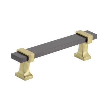 Amerock, Overton, 3 3/4" (96mm) Bar Pull, Black Chrome with Brushed Gold