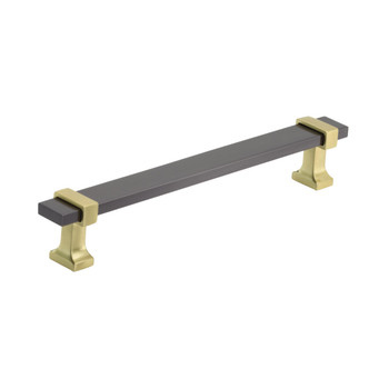 Amerock, Overton, 6 5/16" (160mm) Bar Pull, Black Chrome with Brushed Gold