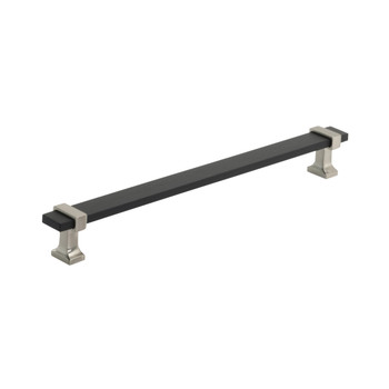 Amerock, Overton, 8 13/16" (224mm) Bar Pull, Brushed Matte Black with Satin Nickel